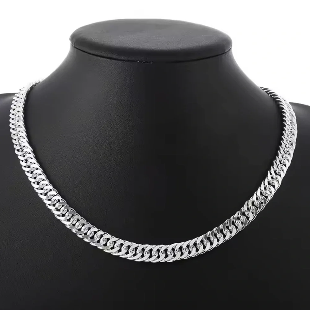 6MM Chain Silver Wide Necklaces For Women Men 20” Plating